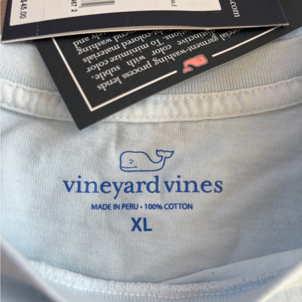 Vineyard Vines Men's Surf Blue Vintage Whale Pocket Tee - Picture 5 of 6